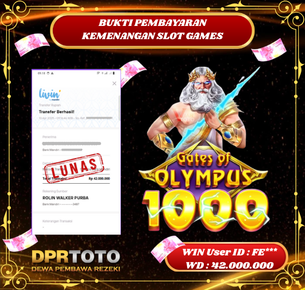 KEMENANGAN BESAR SLOT OLYMPUS 1000 Rp 42.000.000 - LUNAS